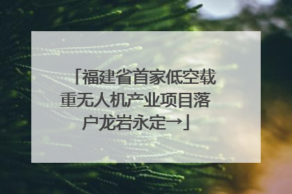 福建省首家低空载重无人机产业项目落户龙岩永定→