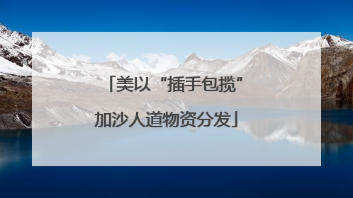 美以“插手包揽”加沙人道物资分发