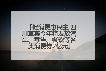 促消费惠民生 四川宜宾今年将发放汽车、零售、餐饮等各类消费券2亿元