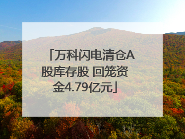 万科闪电清仓A股库存股 回笼资金4.79亿元