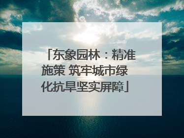 东象园林：精准施策 筑牢城市绿化抗旱坚实屏障