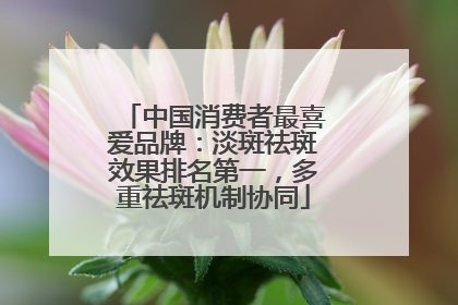 中国消费者最喜爱品牌：淡斑祛斑效果排名第一，多重祛斑机制协同