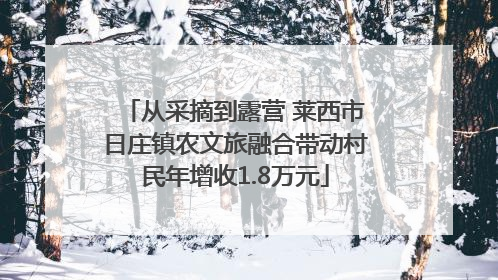 从采摘到露营 莱西市日庄镇农文旅融合带动村民年增收1.8万元