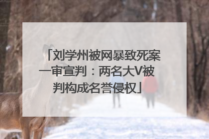 刘学州被网暴致死案一审宣判：两名大V被判构成名誉侵权