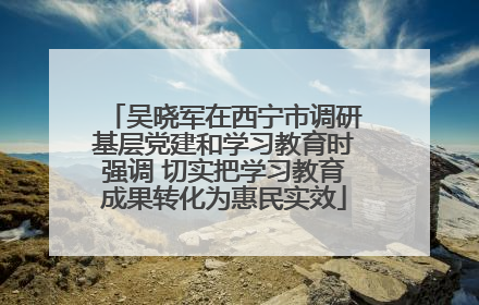 吴晓军在西宁市调研基层党建和学习教育时强调 切实把学习教育成果转化为惠民实效