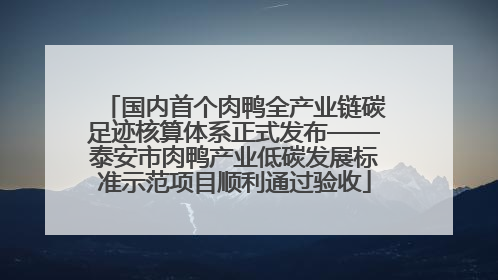 国内首个肉鸭全产业链碳足迹核算体系正式发布——泰安市肉鸭产业低碳发展标准示范项目顺利通过验收
