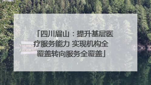 四川眉山：提升基层医疗服务能力 实现机构全覆盖转向服务全覆盖