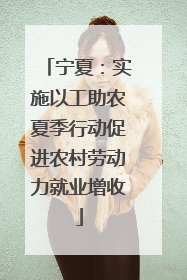 宁夏：实施以工助农夏季行动促进农村劳动力就业增收