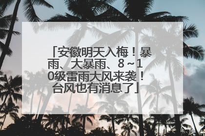 安徽明天入梅！暴雨、大暴雨、8～10级雷雨大风来袭！台风也有消息了
