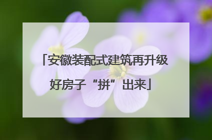 安徽装配式建筑再升级 好房子“拼”出来