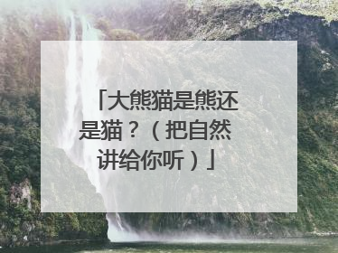 大熊猫是熊还是猫？（把自然讲给你听）