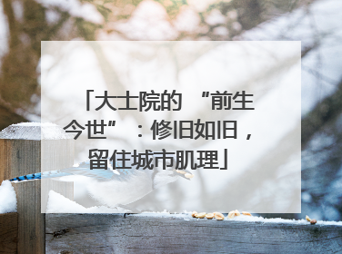 大士院的 “前生今世”：修旧如旧，留住城市肌理