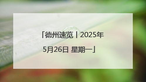 德州速览丨2025年5月26日 星期一