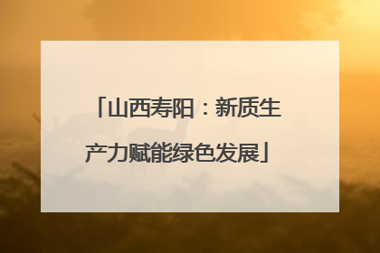 山西寿阳：新质生产力赋能绿色发展