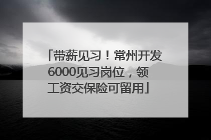带薪见习！常州开发6000见习岗位，领工资交保险可留用