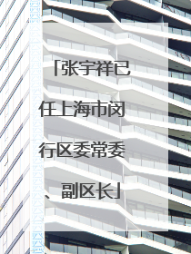 张宇祥已任上海市闵行区委常委、副区长