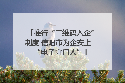 推行“二维码入企”制度 信阳市为企安上“电子守门人”