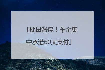 批量涨停！车企集中承诺60天支付