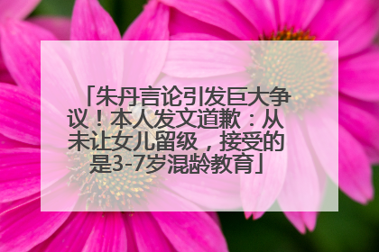 朱丹言论引发巨大争议！本人发文道歉：从未让女儿留级，接受的是3-7岁混龄教育
