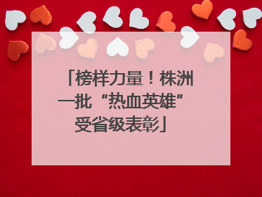 榜样力量！株洲一批“热血英雄”受省级表彰