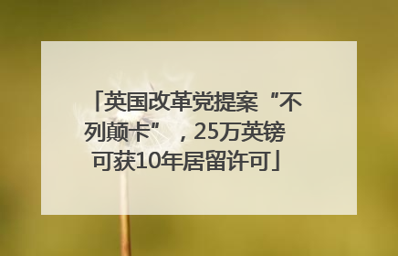 英国改革党提案“不列颠卡”，25万英镑可获10年居留许可