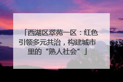 西湖区翠苑一区：红色引领多元共治，构建城市里的“熟人社会”