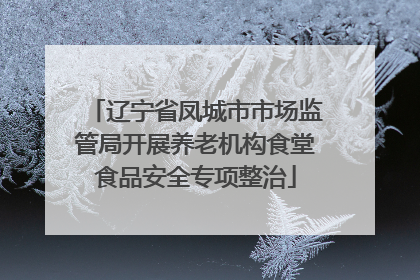 辽宁省凤城市市场监管局开展养老机构食堂食品安全专项整治