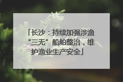 长沙：持续加强涉渔“三无”船舶整治，维护渔业生产安全