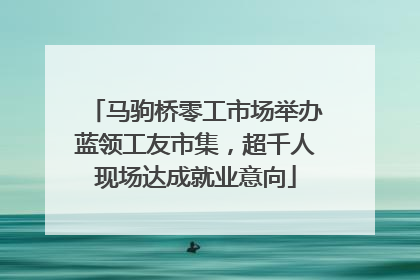 马驹桥零工市场举办蓝领工友市集，超千人现场达成就业意向