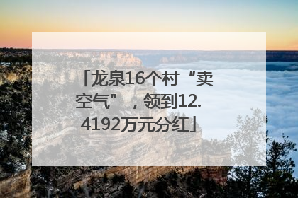 龙泉16个村“卖空气”，领到12.4192万元分红