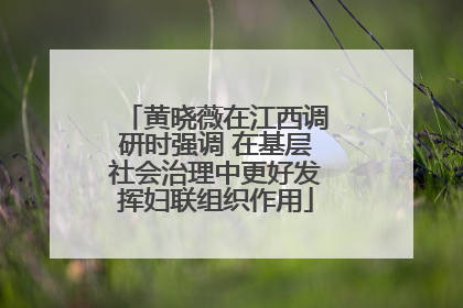 黄晓薇在江西调研时强调 在基层社会治理中更好发挥妇联组织作用