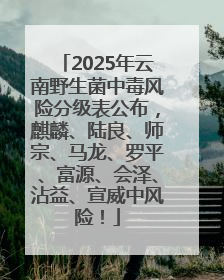 2025年云南野生菌中毒风险分级表公布，麒麟、陆良、师宗、马龙、罗平、富源、会泽、沾益、宣威中风险！