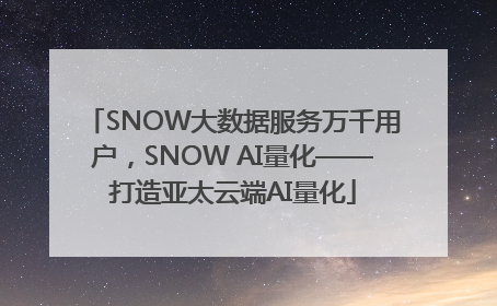 SNOW大数据服务万千用户，SNOW AI量化——打造亚太云端AI量化